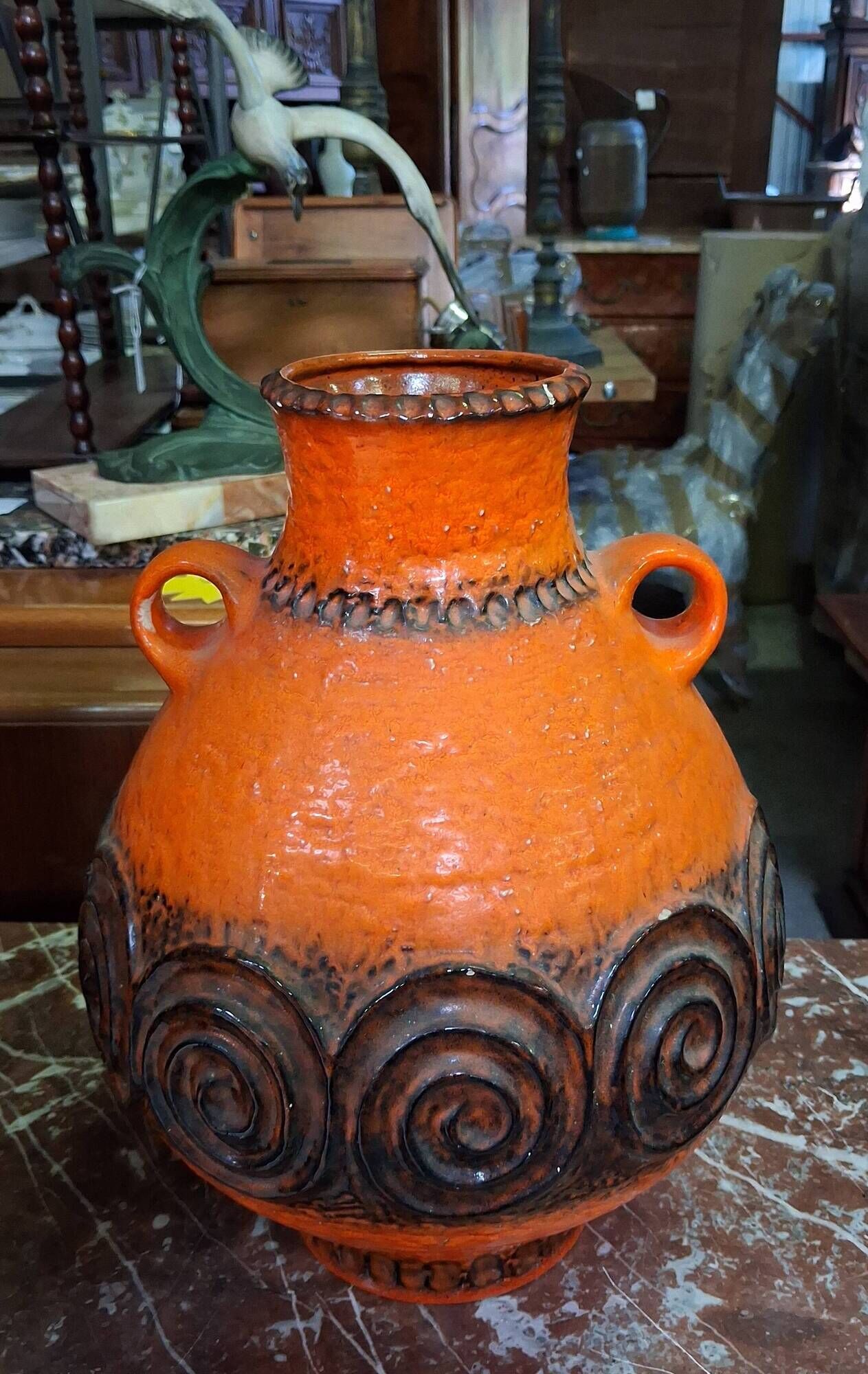 Important glazed ceramic vase, baluster-shaped with a generous body.
