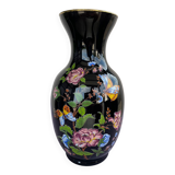 Vase opaline noir et fleurs