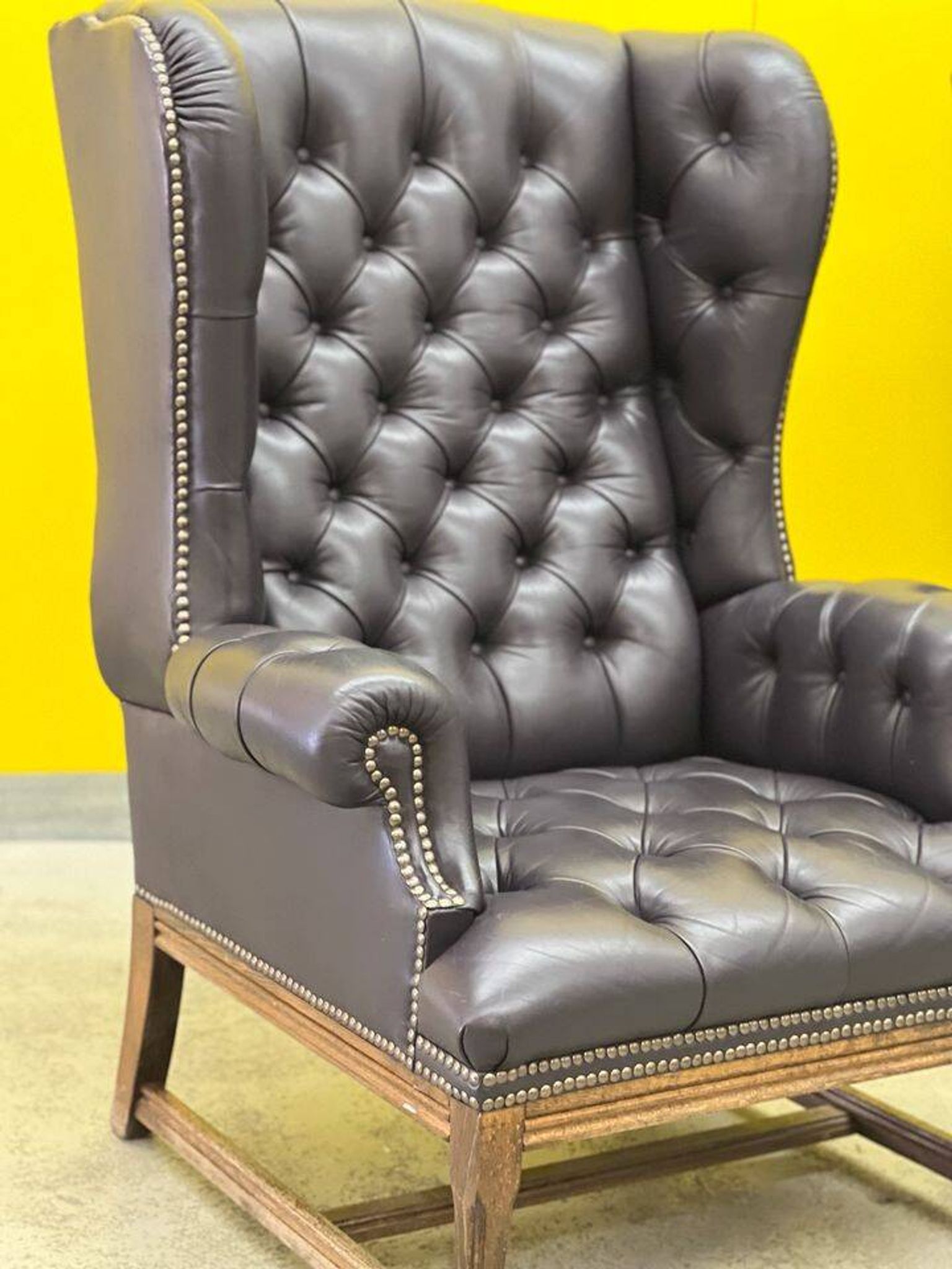 Vintage Tufted Leather Chesterfield Style Wing Back Chair (Price is For One Chair)