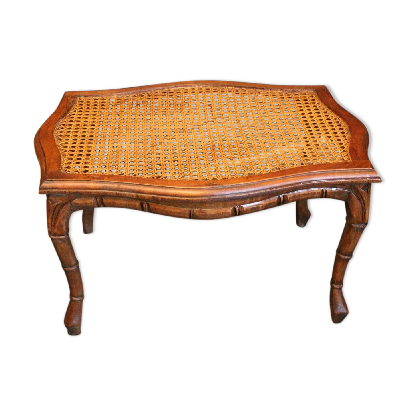 Seating stool styling colonial style solid wood sitting canne late 19th