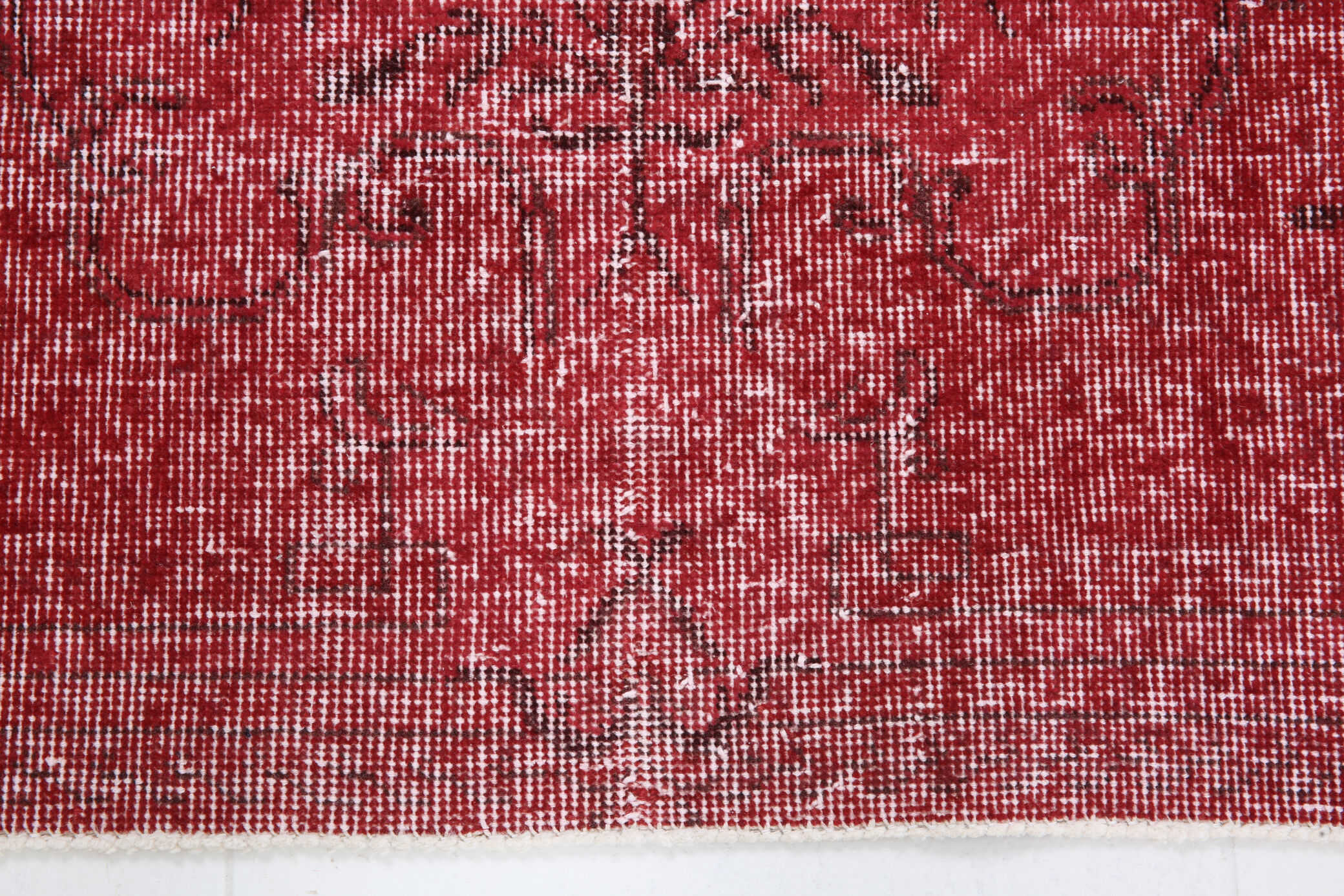 Tapis rouge affligé vintage 195x113cm