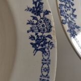 3 assiettes creuses à frise bleu & éventails St Amand