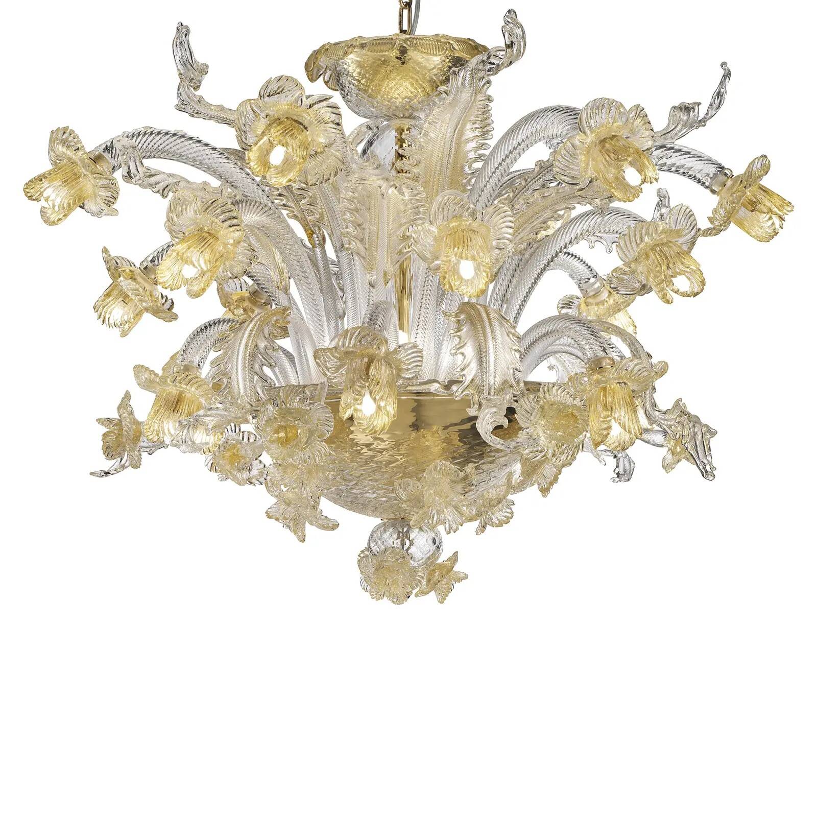 Venetian Floreal Luxury Gold Muarno Glass Chandelier