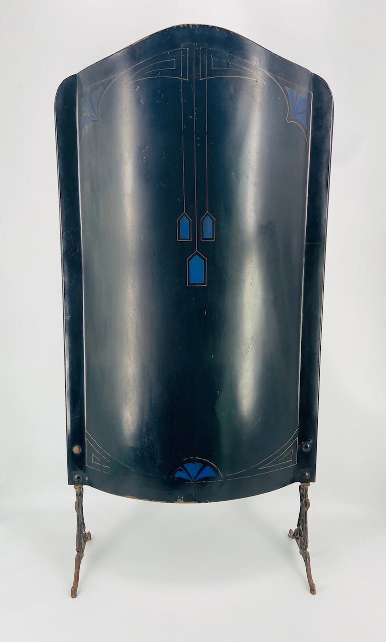 Firescreen or screen painted metal viennese secession around 1900