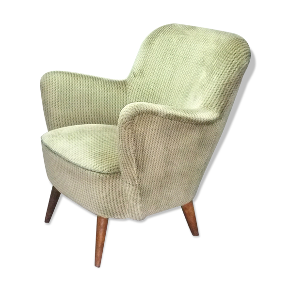 Fauteuil années 50-60 organique vintage vert