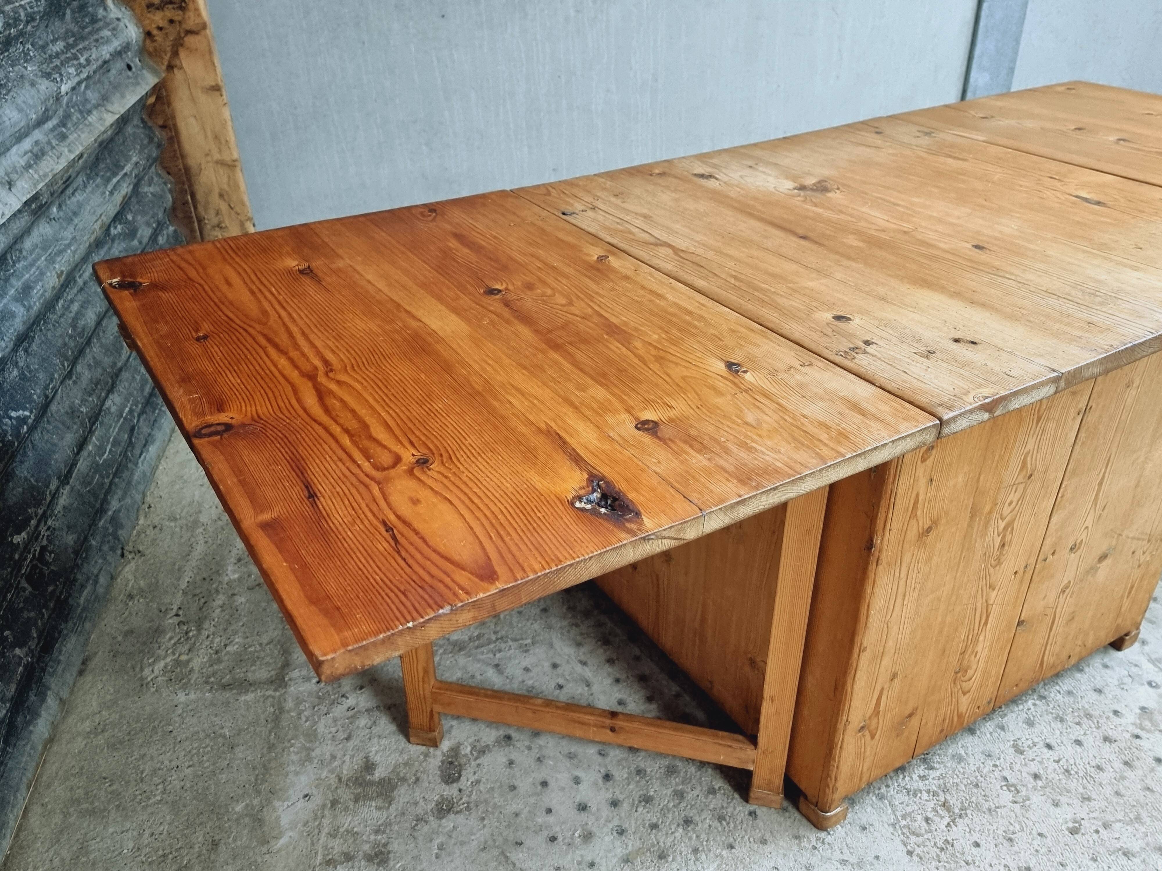 Antique Swedish table folding table with plenty of storage space