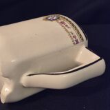 Old covered jug, vintage, geometric frieze and flowers with a border.