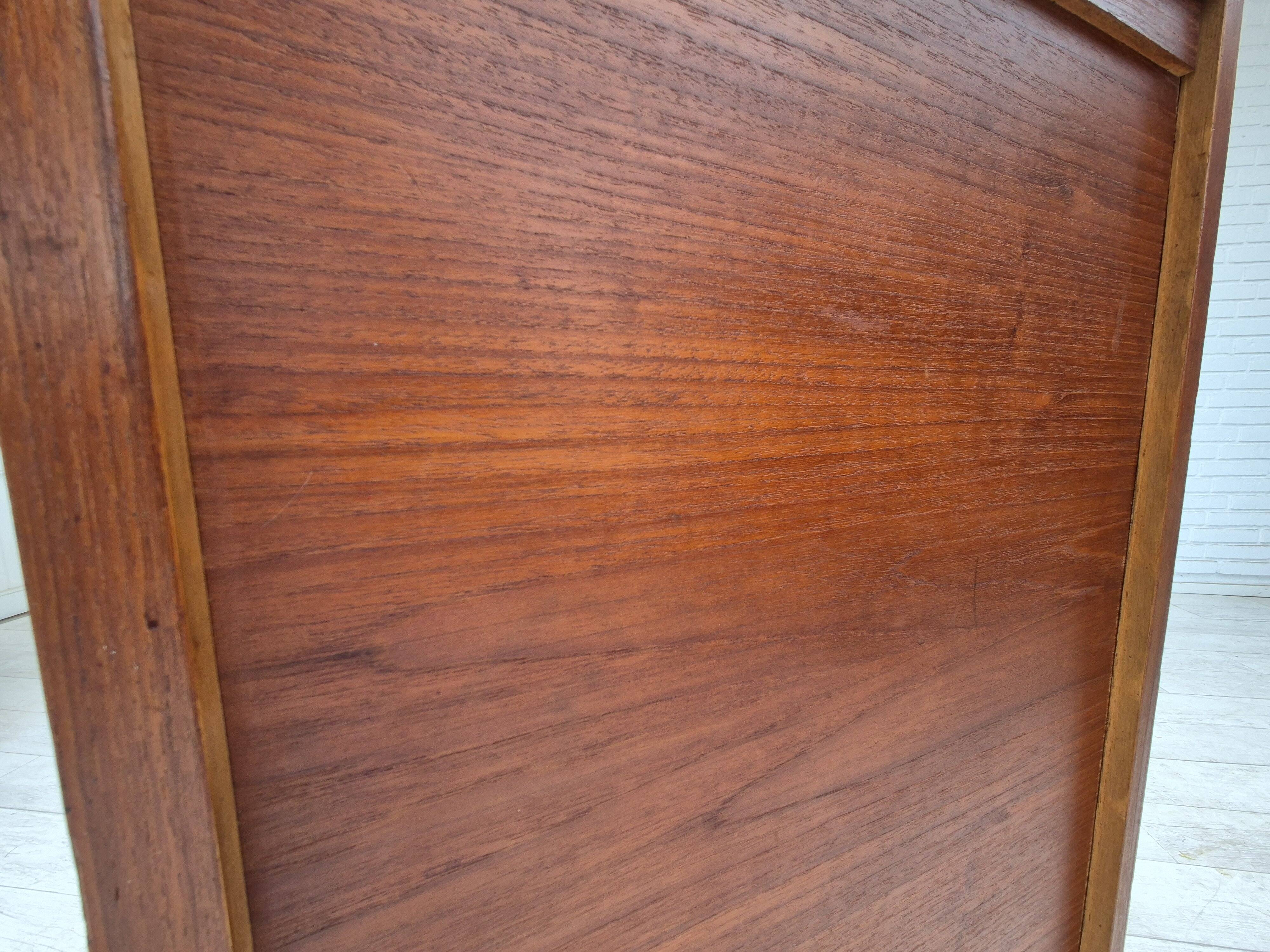 1960s, Danish office cabinet, original condition, teak wood, sliding doors, drawers inside.