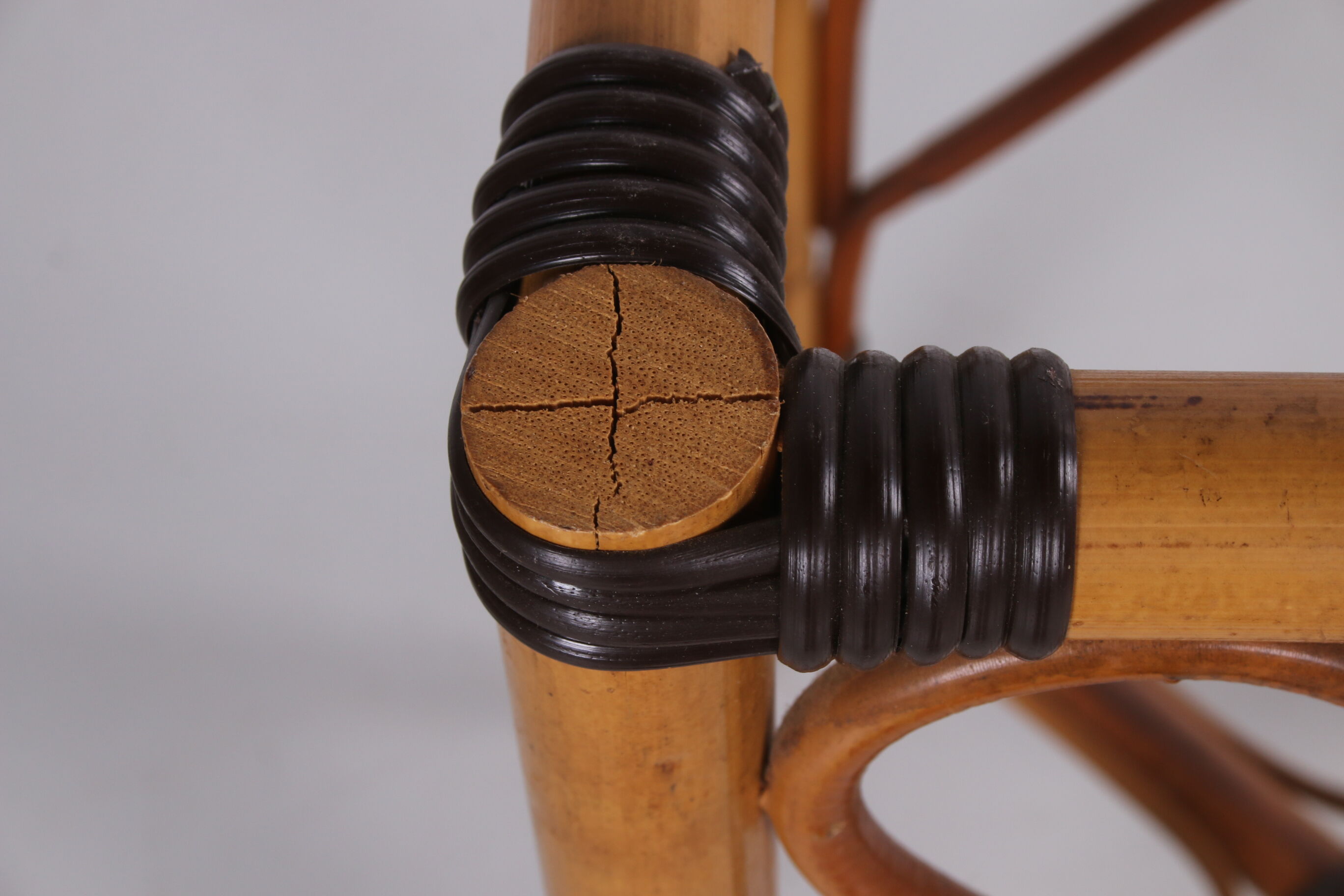 Vintage rattan table bamboo Bohemian style