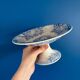 Sarreguemines Iron Earth Compote Dish - Vintage Blue Jardinière Model -