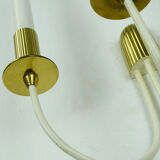 Mid century sconce wall lamp brass white metal vintage cinema light / 2 available