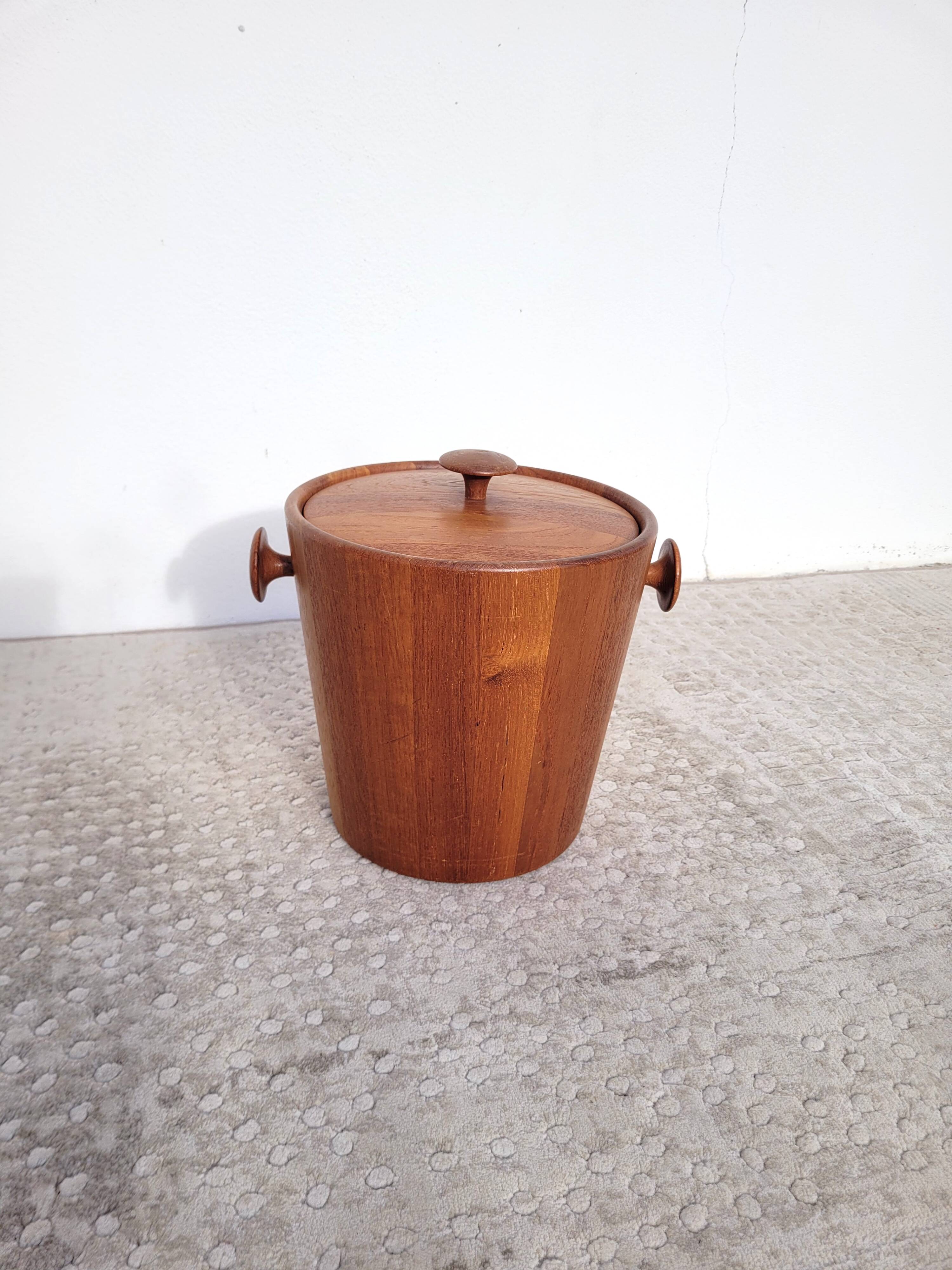 Vintage Scandinavian teak ice bucket 1960s