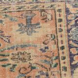 6x9 Vintage Orange & Blue Floral Pattern Turkish Vintage Rug, 180x275 Cm