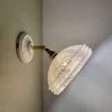 Vintage pink Clichy glass wall lamp with shade