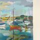 Oil on canvas port with sailing boats