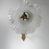 Swan neck wall light in gilded brass and glass