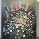 Wildflower bouquet with foxgloves, knife oil painting signed H Barro.