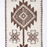 3x12 Vintage Beige & Brown Kilim Runner Rug, 95x373Cm