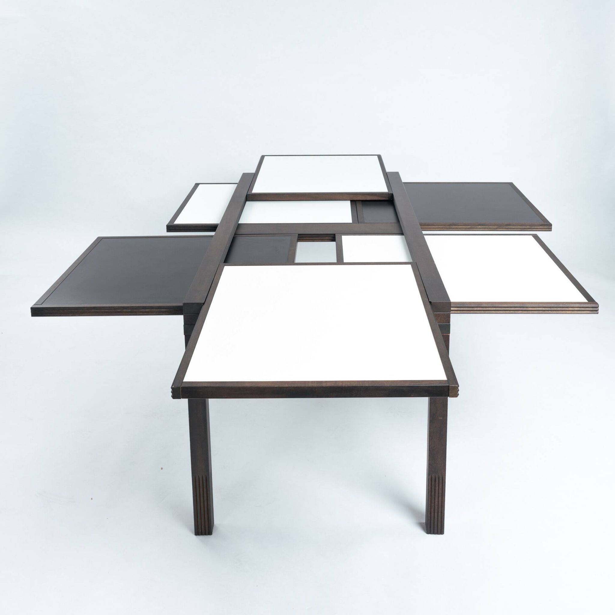 Bernard Vuarnesson desk or dining table with reversible and extendible tops, 80s