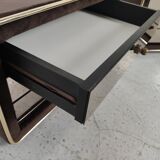 Pair of mirror and leather bedsides Ruf international, 60s/70s