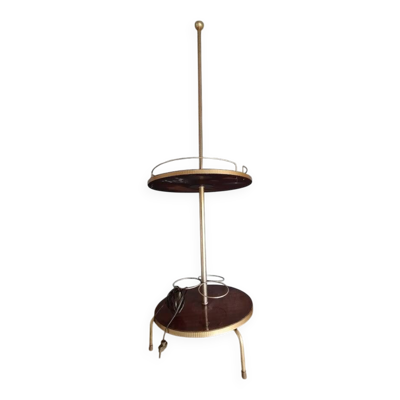 Lampadaire vintage Années 70 – Range-bouteilles & repose-verres en bois