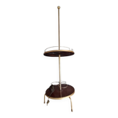 Vintage 70s floor lamp – Bottle rack & wooden coasters