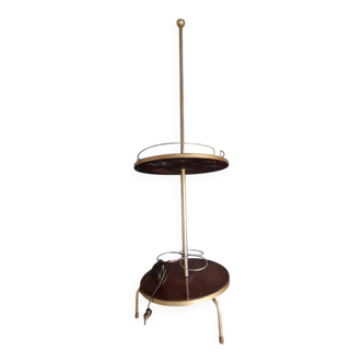 Vintage 70s floor lamp – Bottle rack & wooden coasters