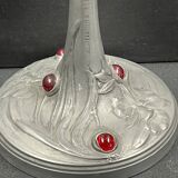 Old kerosene lamp Cut crystal and Art Nouveau patinated spelter foot 57 cm