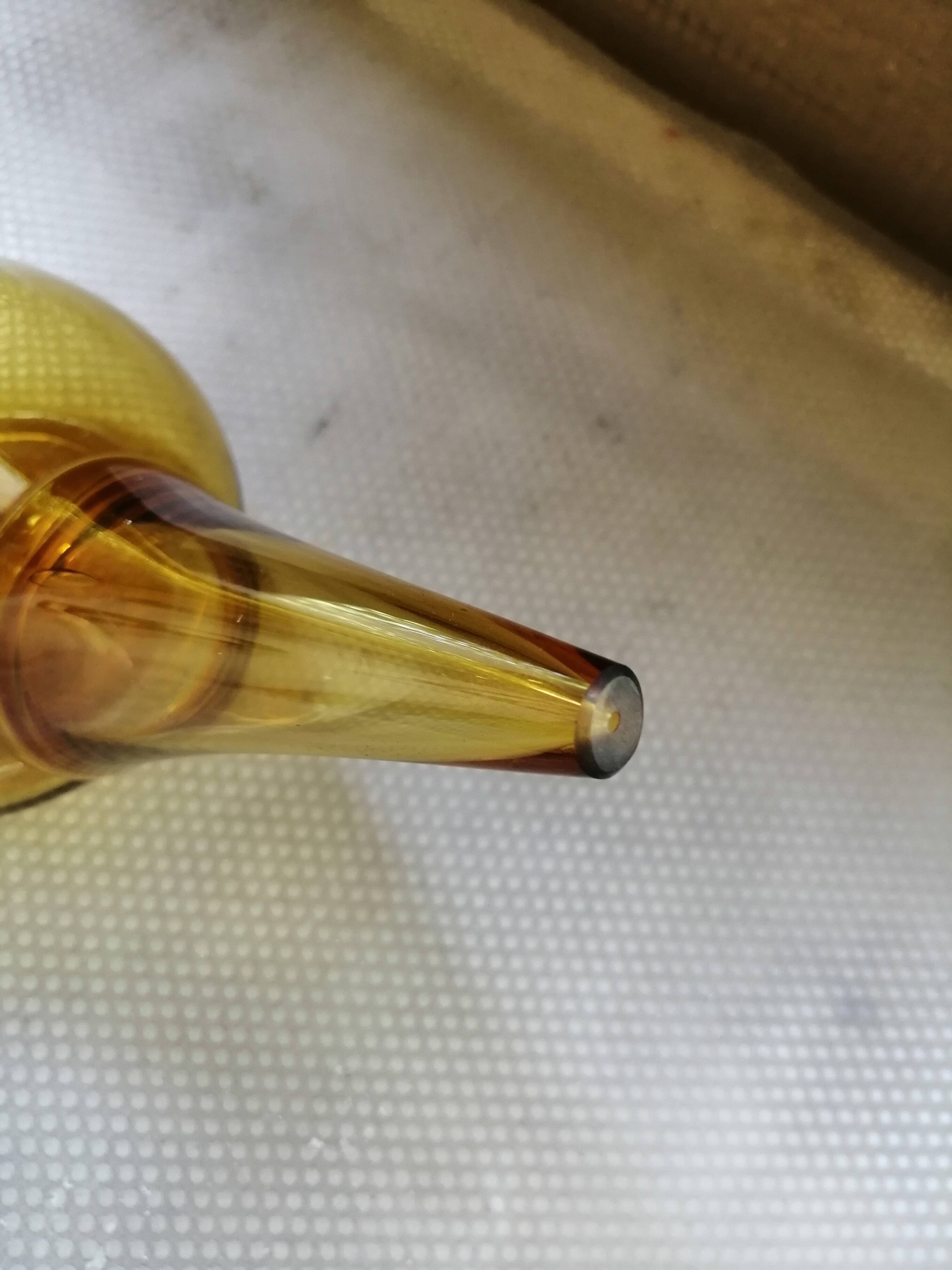 Vintage yellow smoked Catalan carafe