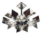 Vintage metal chandelier by Gaetano Sciolari, Italy, 1950s