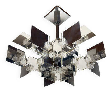 Chandelier en métal vintage par Gaetano Sciolari, Italie, années 1950.