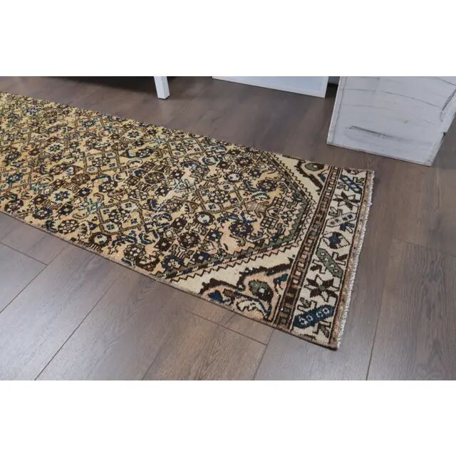 1970s Vintage Turkish Oushak Handmade Wool Runner 58x282