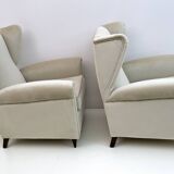 Attributed Gio Ponti Mid-Century Modern Italian Velvet Armchairs, 1950s