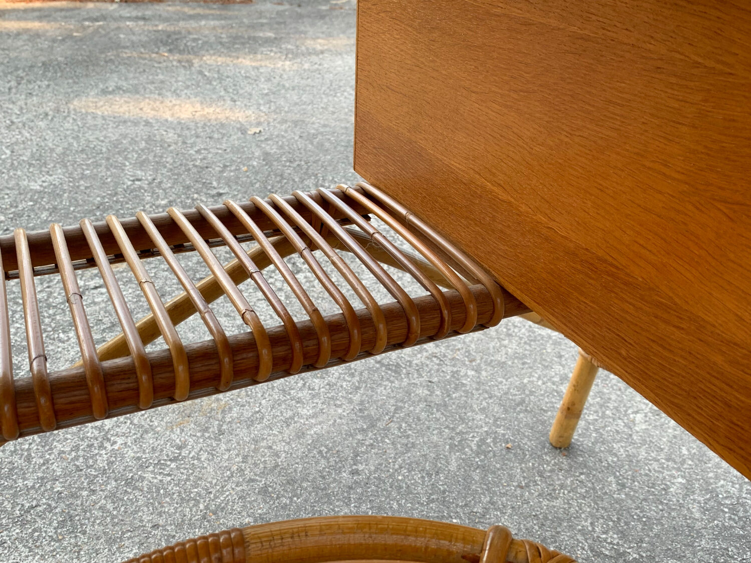 Rattan desk and chair 1960