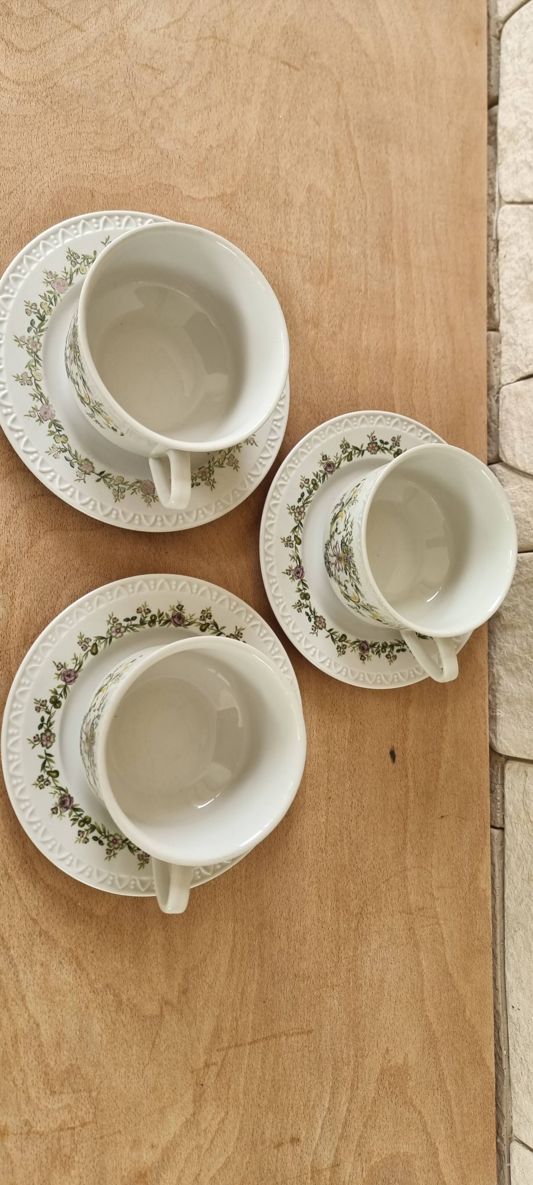 Villeroy & Boch Trianon 3 Coffee Tea Cups Saucers Perfect Condition