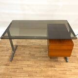 Italian desk from the 70s in smoked glass