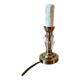 Petite lampe de chevet années 40 - pied en verre taillé et laiton