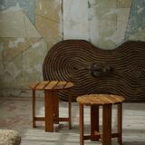 Pair of pine stools by a Swedish cabinetmaker, mid-century, 1960s.