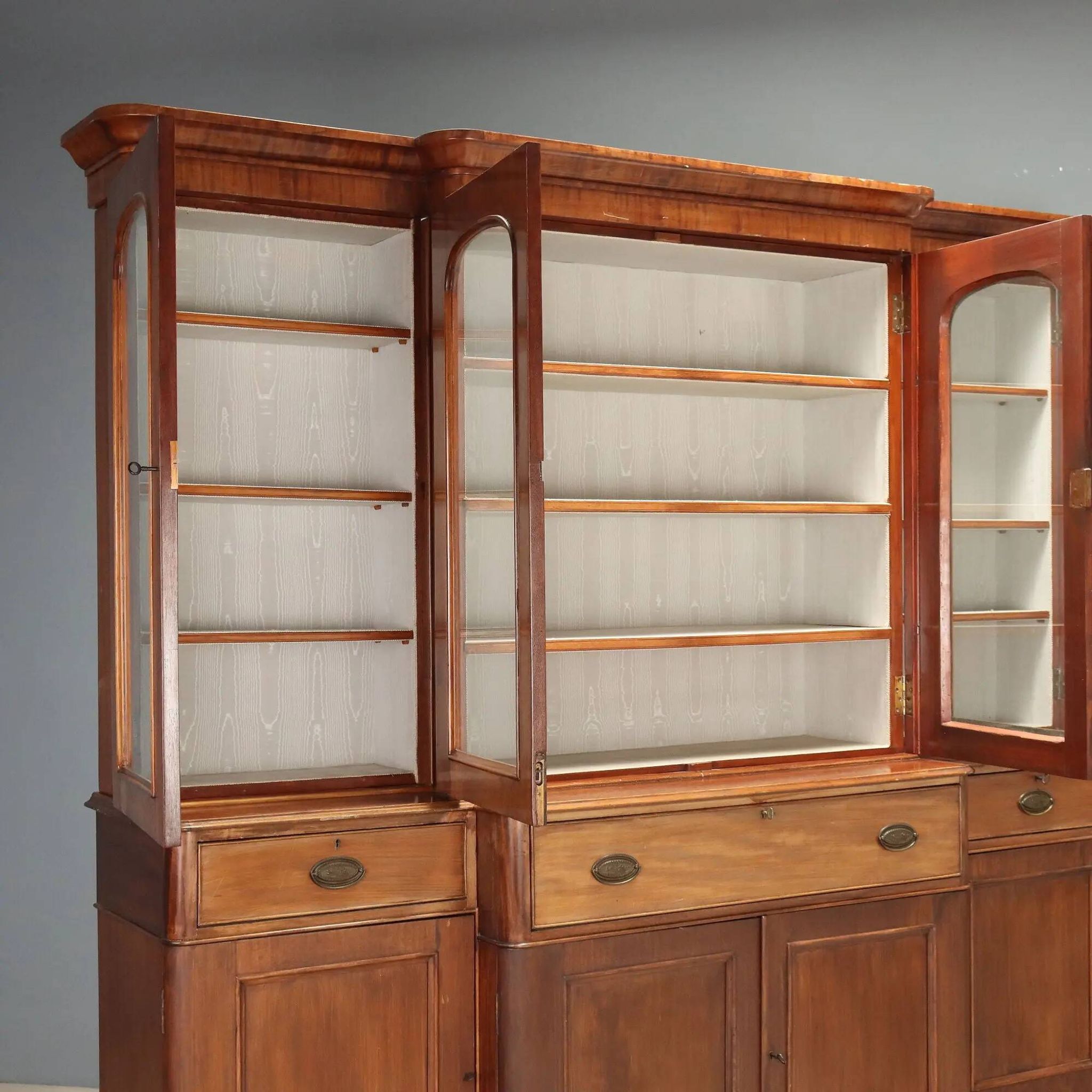 Antique mahogany library with glass and leather, United Kingdom 1800s