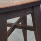 Antique English solid oak stool with a touch of art nouveau style