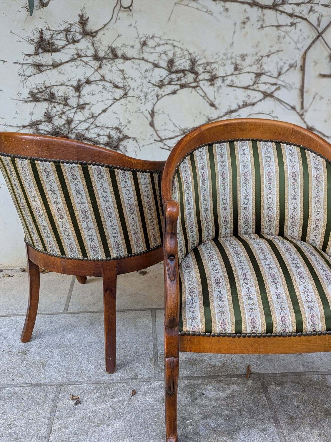 Pair of "swan neck" armchairs
