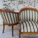 Pair of "swan neck" armchairs