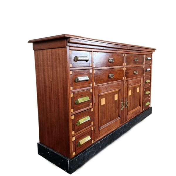 Commode d’apothicaire Art Déco en acajou, 1909