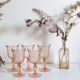 Set of 5 vintage Arcoroc Rosaline foot glasses