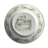 Round dish of Creil and Montereau green color with stamp and hollow mark