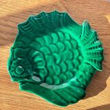 Assiette vintage verte poisson lunetta vallauris