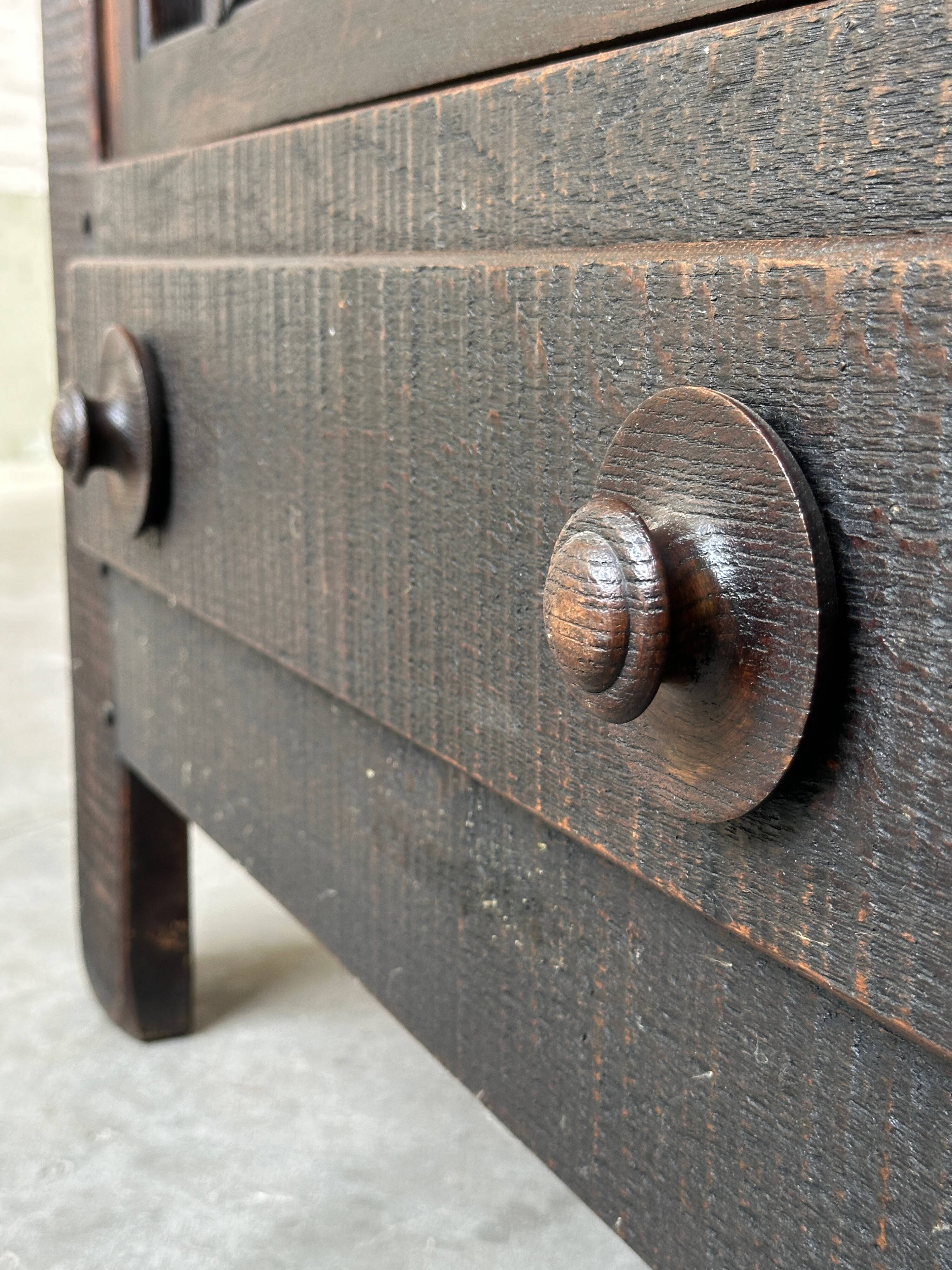 Spanish Brutalist Cabinet in Stained Pine 60s
