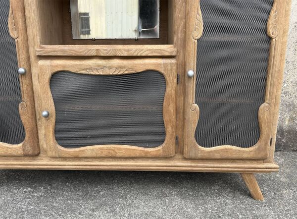 Buffet bas, bar, meuble rangement, bois, pieds compas,