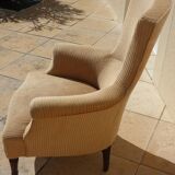 Old bergère upholstered in beige velvet – Firm back and seat
