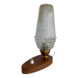 Vintage teak and glass lamp from the 50s